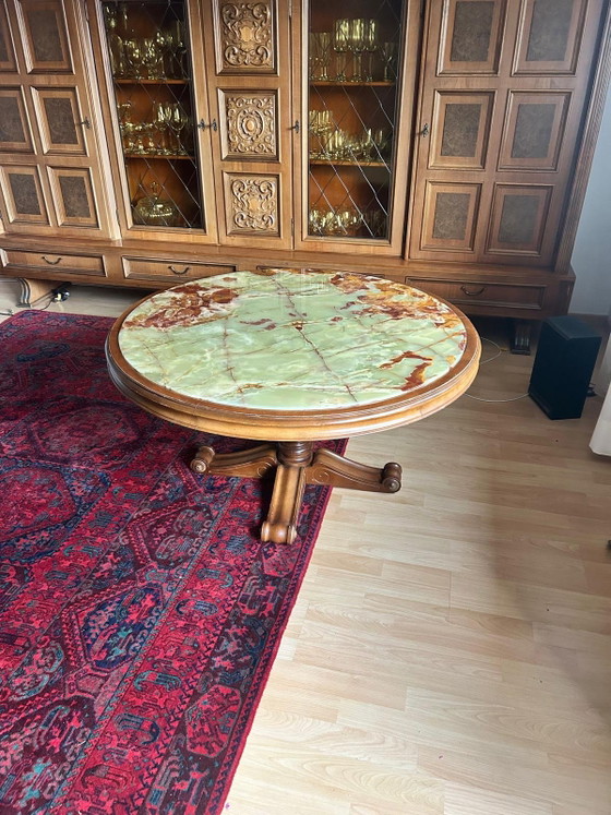 Ronde tafel met blad van groen onyxmarmer. – Salontafels, Wood (photo 3 of 6)