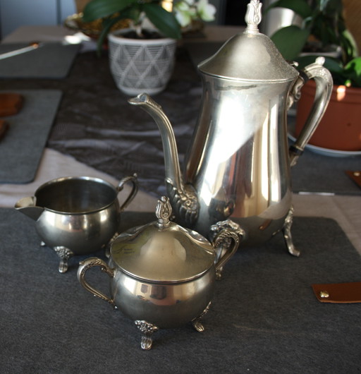 Plateau d'argent vintage WM Rogers - set de thé 3 pièces - USA