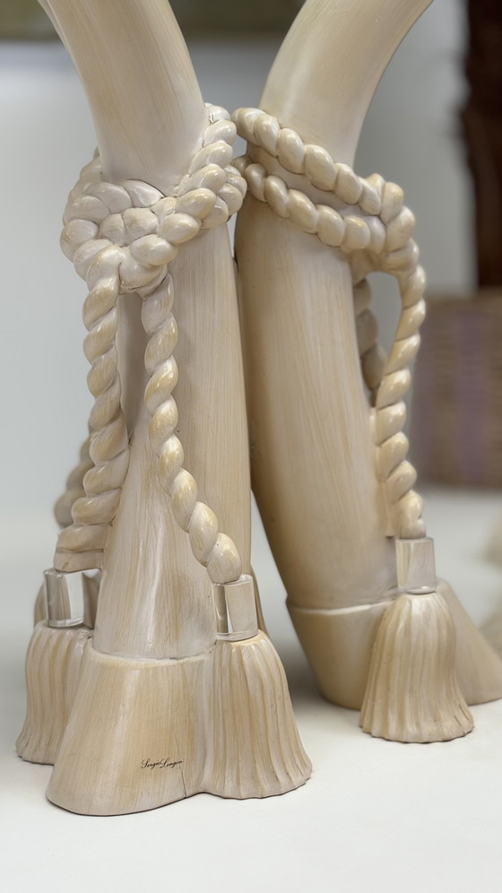 Image 1 of Italian Design Sergio Longoni Vintage Dining Table Glass Top