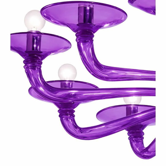 Image 1 of Italian Contemporary Violet Murano Style Glass Chandelier