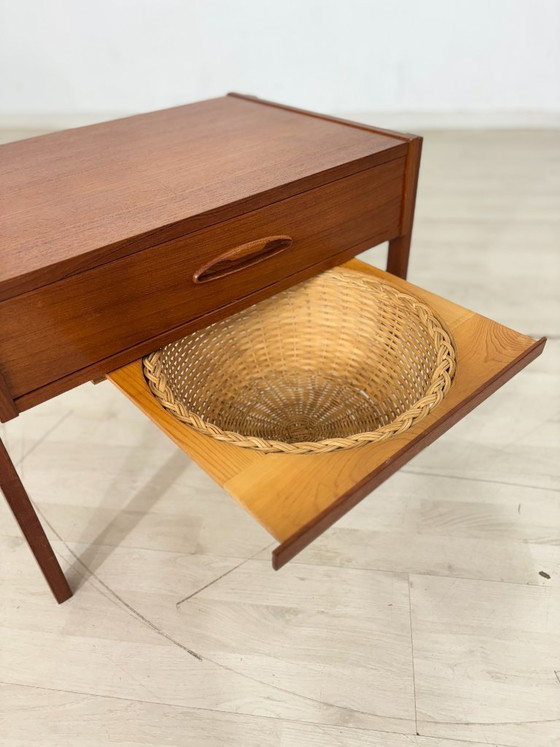 Image 1 of Beautiful mid-century teak sewing table / 1960s chest of drawers / teak chest of drawers / vintage side table