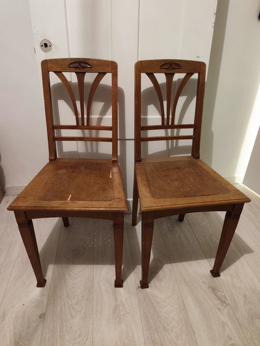 Pair of antique Art Nouveau / Jugendstil chairs (c. 1900) - For restoration