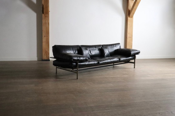 Image 1 of Dreisitzer-Sofa Diesis aus schwarzem Leder von Antonio Citterio für B&B Italia, 1970er Jahre