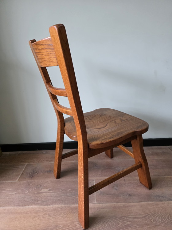 Image 1 of Massief eiken brutalist stoelen – set van 4