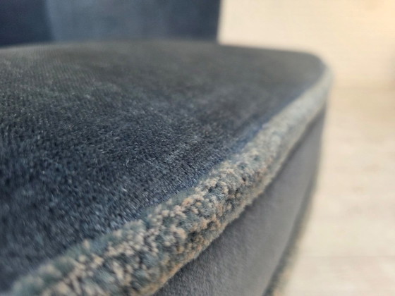 1970s, Danish armchair, furniture velour, beech wood., Velvet, Blue (photo 14 of 17)