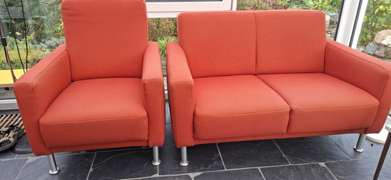 Rotes Sofa mit Sessel – Gelderland, 2 Sitzer Sofas, Textile (photo 8 of 9)