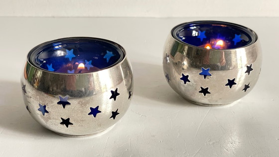 Image 1 of PHOTOPHORES Métal Argenté et Etoiles