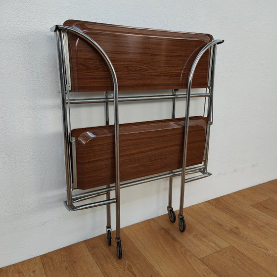 Image 1 of Vintage barcart drankkar trolley butlerwagen serveerwagen. Inklapbaar