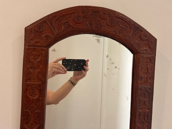 Image 1 of embossed leather mirror, 1970