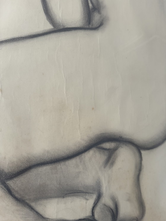 Image 1 of Large Nude Charcoal Painting André Jaoul