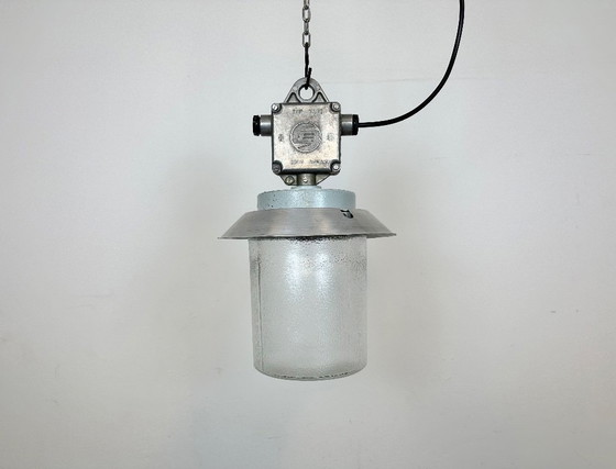 Image 1 of Industrial Aluminium Light with Glass Cover from Elektrosvit, 1970s