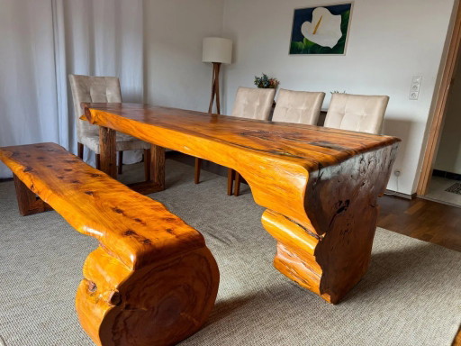 Table en bois massif pièce unique du Brésil | Tronc d'arbre + banc | fait main