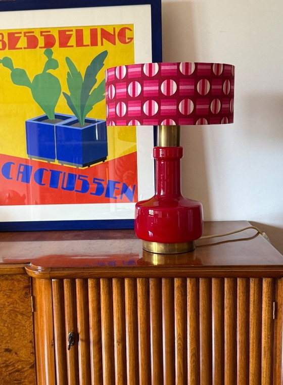 Image 1 of Space Age Tischlampe aus rotem Glas, Italien 1960er Jahre