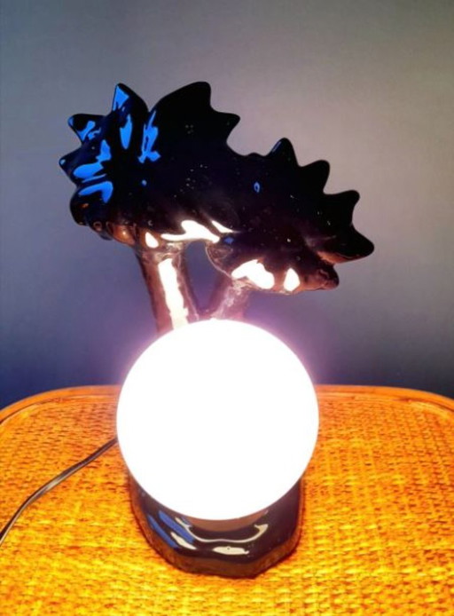 Lampada in ceramica a forma di palma, 1980