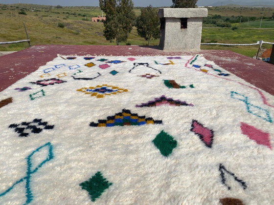 Image 1 of Authentiek Beni Ouarain tapijt 300x200 cm – Handgemaakt Marokkaans wollen tapijt – Minimalistisch Berbers tribaal ontwerp