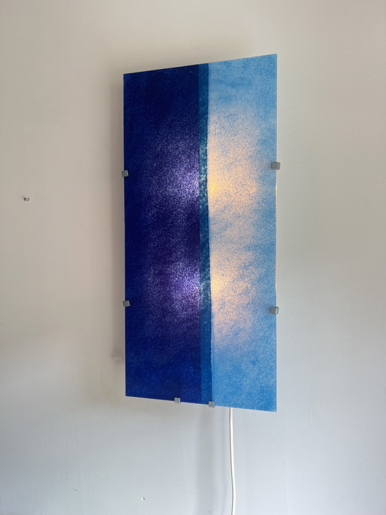 Vintage IKEA Gyllen Wall Lamp – Design Julia Treutiger (1990s) – Blue Glass – Wall lights, Metal (photo 2 of 6)