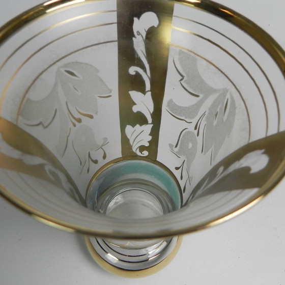 Image 1 of Glass vase with gilded decorations, Belgium, 1930s