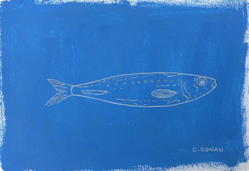 Acrylic Painting - Blue Sardine
