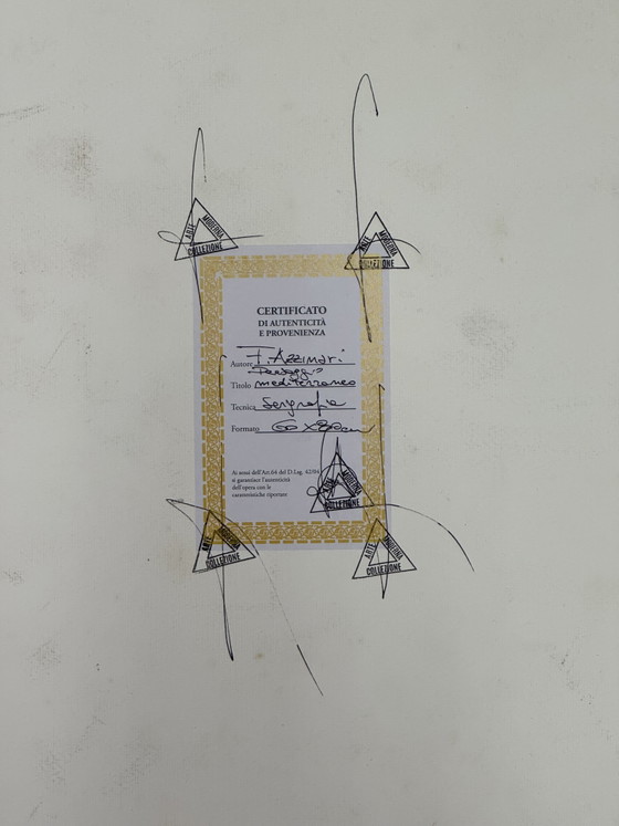 Image 1 of Franco Azzinari zeefdruk, Mediterraan landschap, 60x80cm, moderne kunst