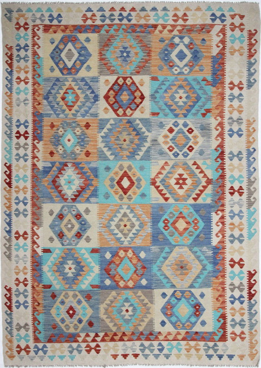 Originele oude stijl Kelim Afghan 291 X 204 Cm Top staat