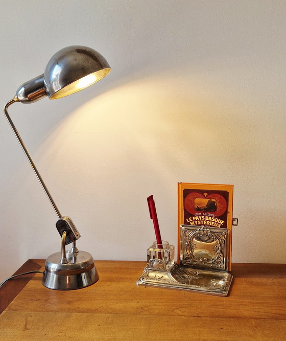 Image 1 of Mail holder with inkwell mirror-Silver-plated metal- 1900's