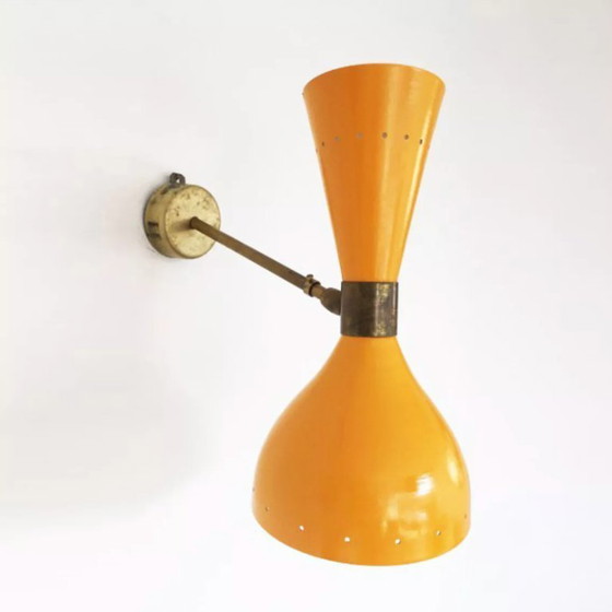 Paire De Grandes Appliques Murales Italiennes Design 1950 – Metal, Brass (photo 5 of 9)