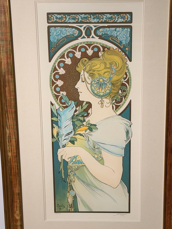 D'après Alphonse Mucha – Primevère et Plume – Ensemble de deux lithographies en couleurs encadrées (photo 4 of 10)