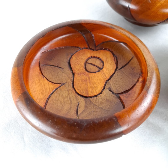 Image 1 of 3 Vintage Wooden Bowls Wood Carving 1970s