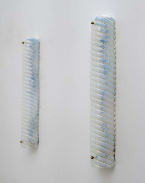 Image 1 of Huit appliques murales modernes en verre de Murano irisé, années 1980