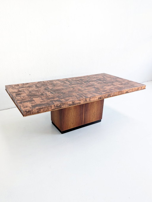 Brutalist Copper Plated Coffee Table by Heinz Lilienthal 1970s 