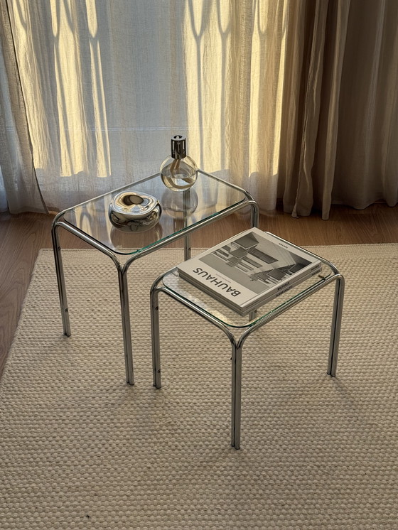 Image 1 of Tavolini in vetro vintage, anni '70