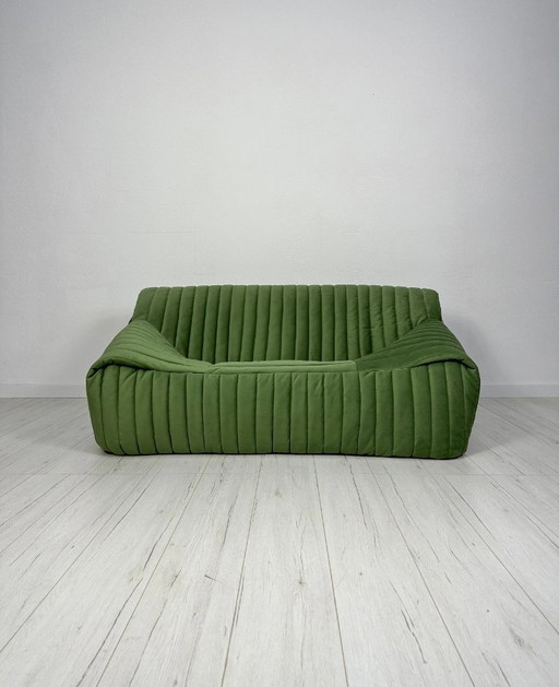 Vintage-Sofa „Sandra“ von Annie Hiéronimus für Cinna, grüner Samt, französisches Design, 1970er Jahre