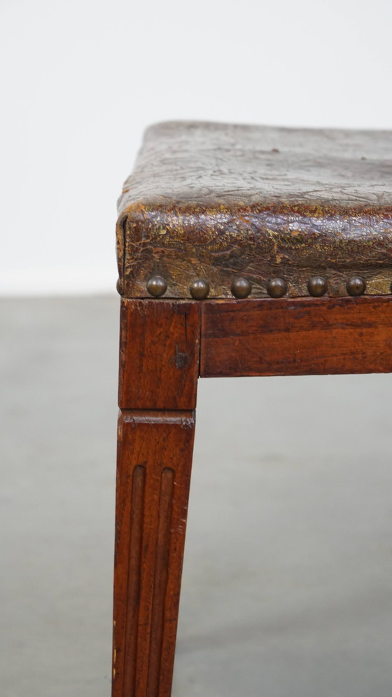 Image 1 of 6 x Leder-Esszimmerstuhl mit Holz