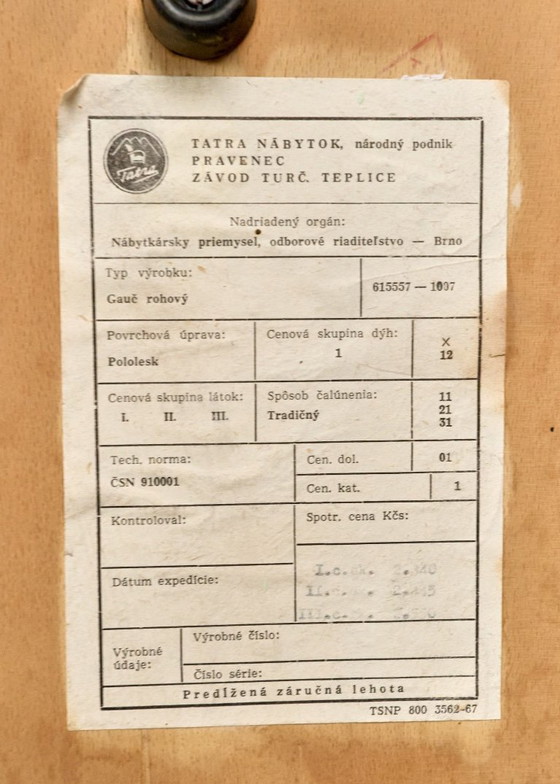 Vintage Hoekbankbed met Ottoman, jaren 60, Tsjecho-Slowakije – Tatra Nábytok, 3-5 zitsbanken, Textiel, Hout (photo 14 of 15)
