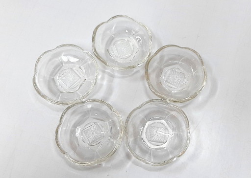5 x Vintage kleine Marmeladenteller aus Glas