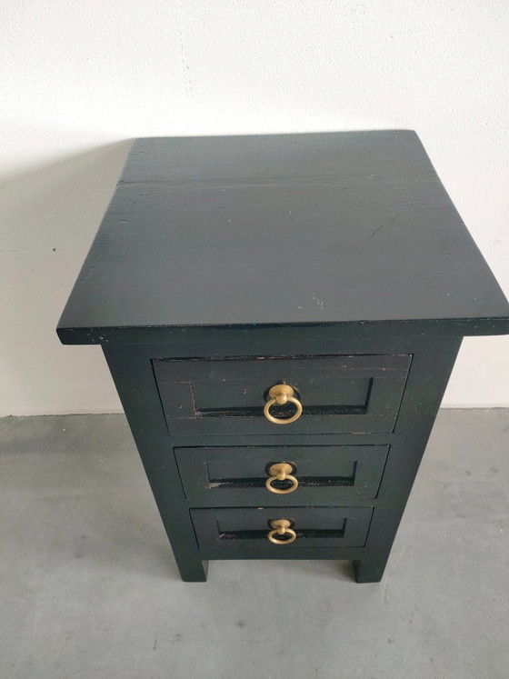 Commode d'appoint Vintage Brocant 'Glossy Black' Table de Chevet Support de Plante – Wood (photo 7 of 7)