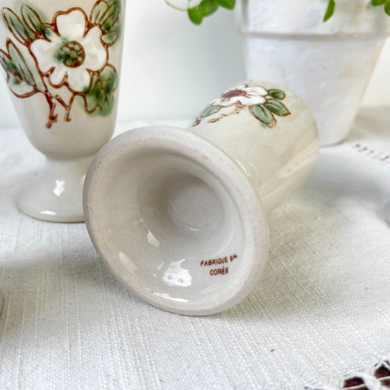 5 Vintage Stoneware Mazagrans, Floral Pattern, Made in Korea, 1980 – Crockery (photo 10 of 10)