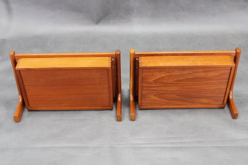 1950s Paire de rares tables de nuit flottantes en teck de Borge Mogensen par Dyrlund Denmark