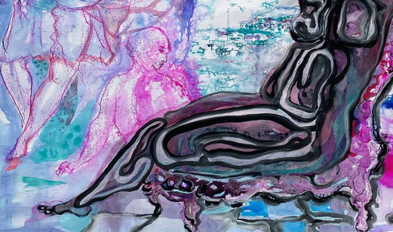 Image 1 of Expressionistische en erotische compositie van N. Boéri Véfour. Frankrijk, jaren 60.