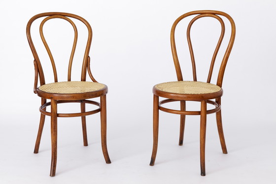 Image 1 of Paar Thonet gebogen houten stoelen 1950S Vintage