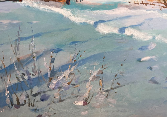 Image 1 of Original Oil Painting Winter Village Landscape Village Winter Tale