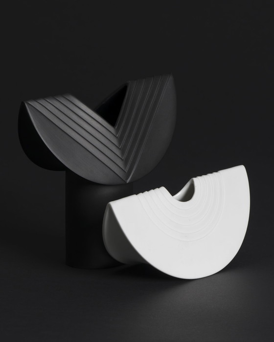 Image 1 of Rosenthal Studio Line Bisque Porzellan Vase Duo Ambrosio Pozzi TOTEM Minimalist