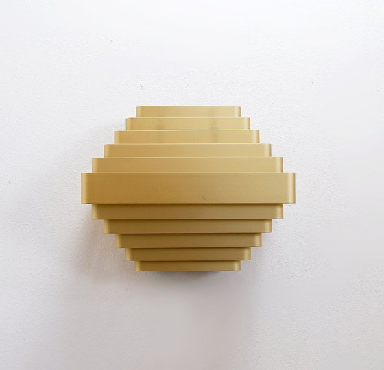 Image 1 of Paar vergoldete Aluminium-Wandleuchten von Jules Wabbes - 2 Paare verfügbar (2)