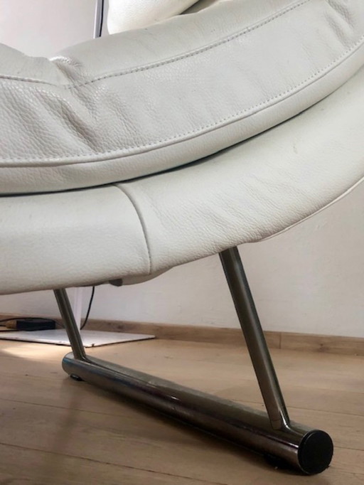 Elementi Longchair white leather chromed