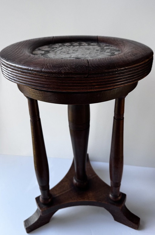 Taburete de piano Art Déco de roble macizo, circa 1930