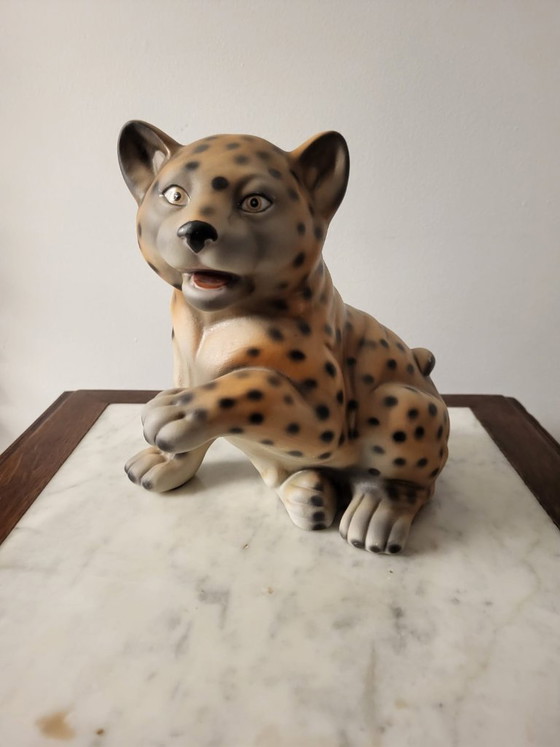 Image 1 of Tiger figurine, vintage, ceramic and hand-painted