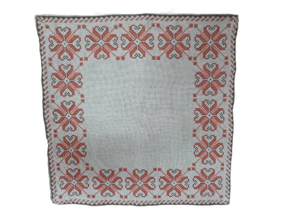 Image 1 of Vintage Hand Embroidered Linen Tablecloth 42 x 42 cm