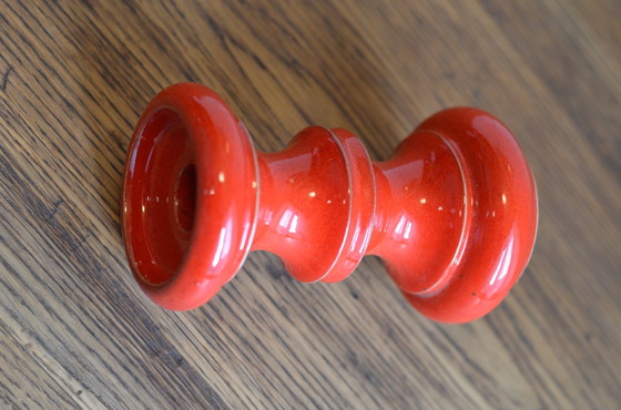 Image 1 of Candelabro de cerámica rojo de mediados de siglo