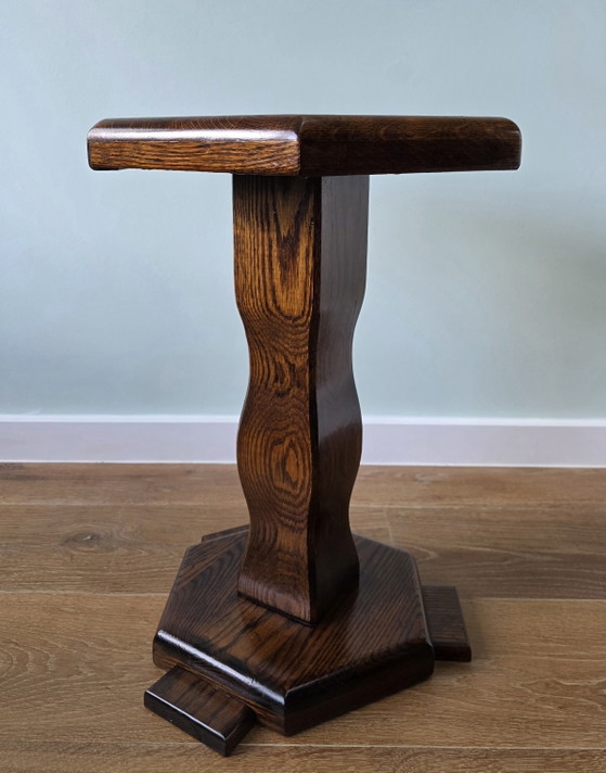Image 1 of Table d'appoint en chêne massif – Table colonne vintage