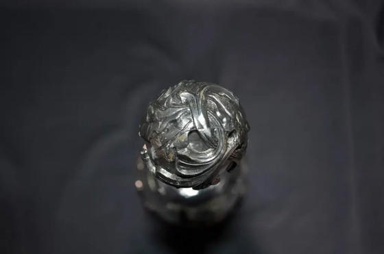 France, 1960s Glass Carafe, on Feet and Pewter Decoration With Its Cap – Glass & Decanter (photo 4 of 12)